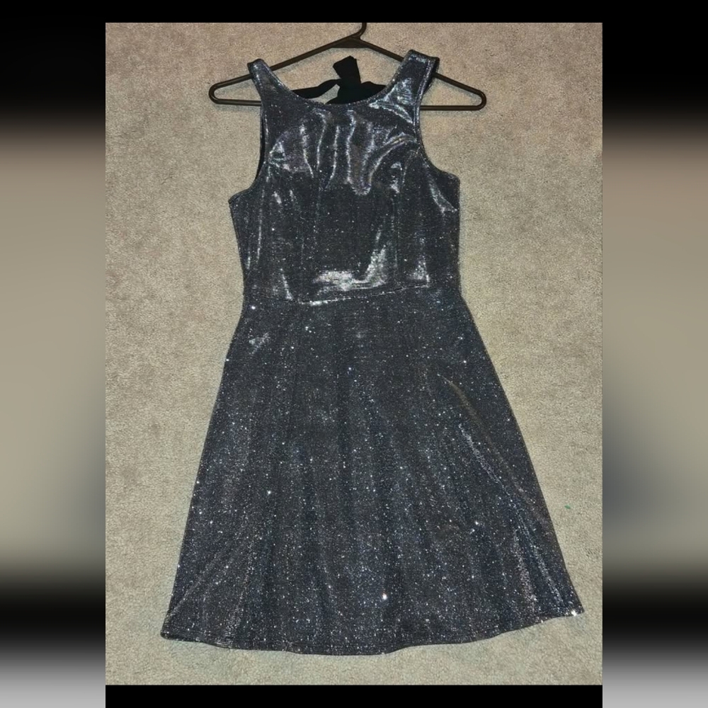 Speechless Shimmering Black Midi Dress